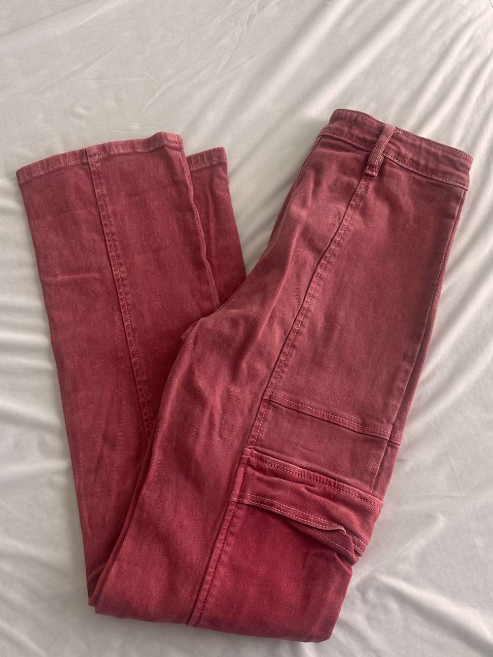 Fashion Nova Burgundy Flare Cargo Jeans